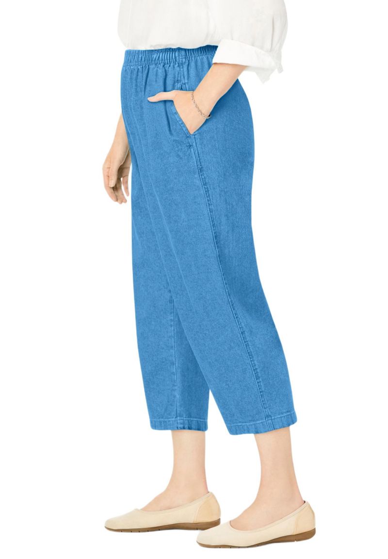 Women's Within 7-Day Elastic-Waist Pull-On Cotton Denim Capri Jeans