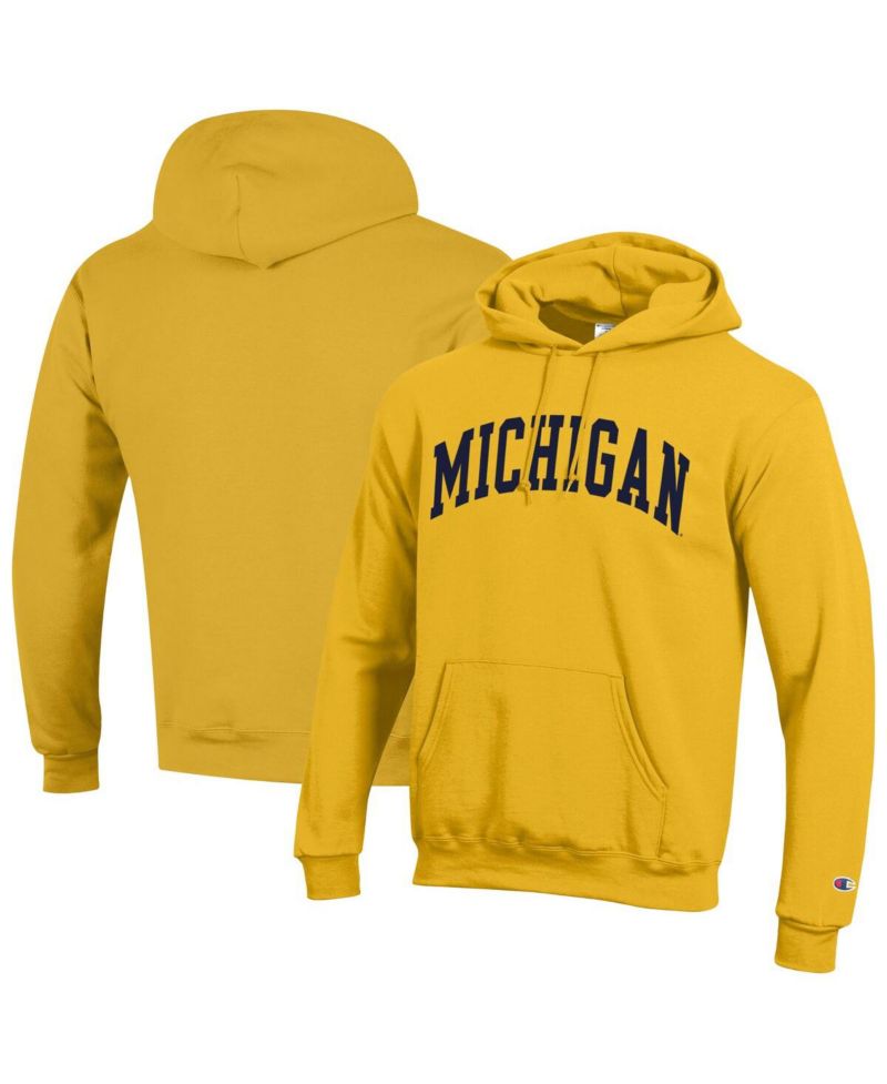 Men's Maize Michigan Wolverines Basic Arch Fleece Pullover Hoodie