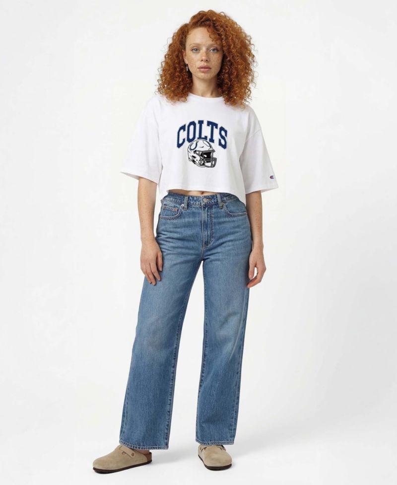 Women's Indianapolis Colts Boyfriend Cropped Oversized T-Shirt