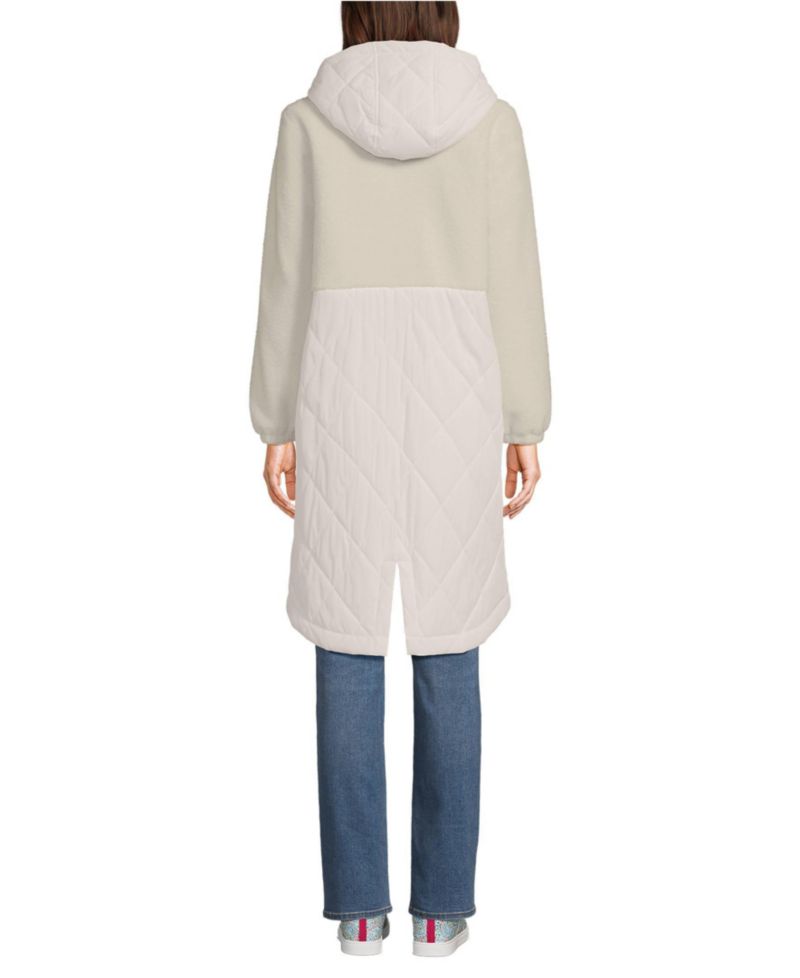Women's High Pile Fleece Quilted Mixed Media Parka