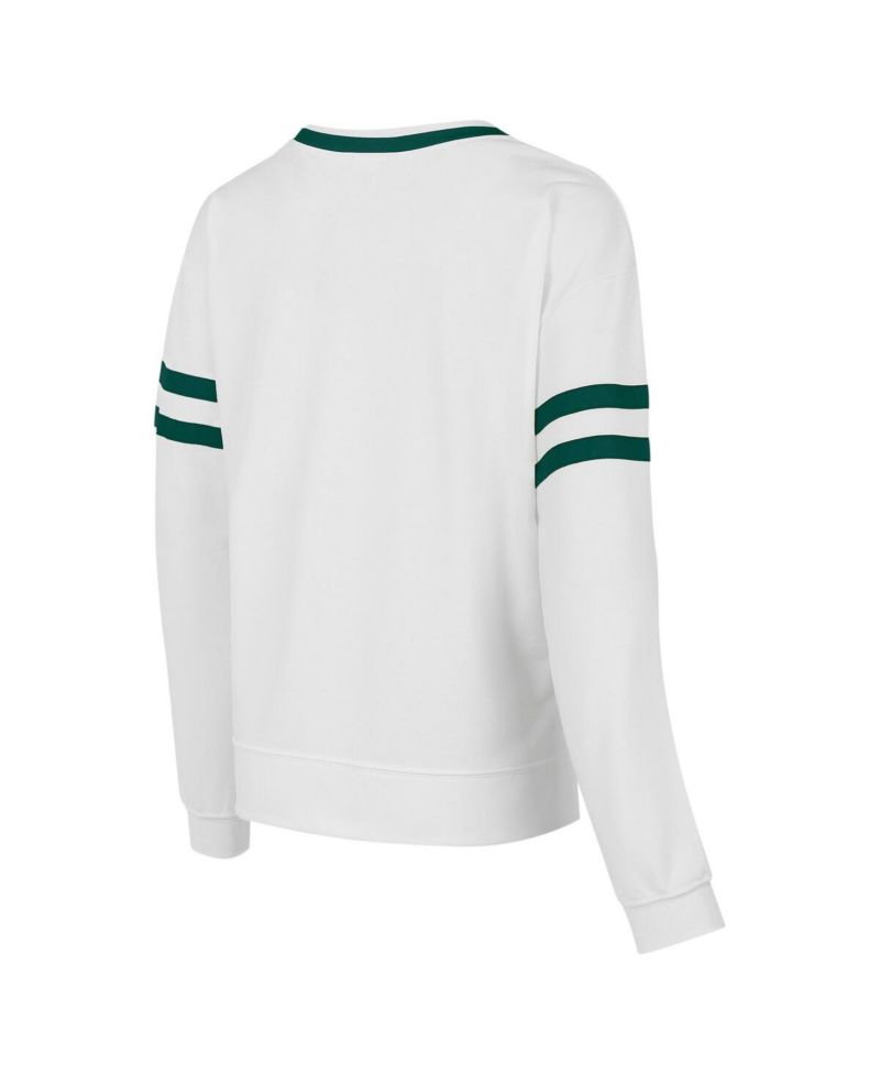 Concept Sport Women's White Miami Hurricanes Borough French Terry Arch Over Long Sleeve Top