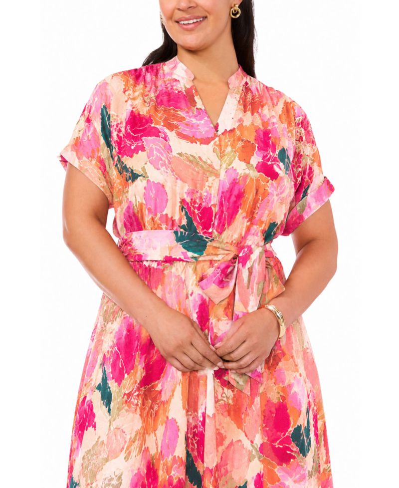 Plus Size Split Crewneck Midi Dress