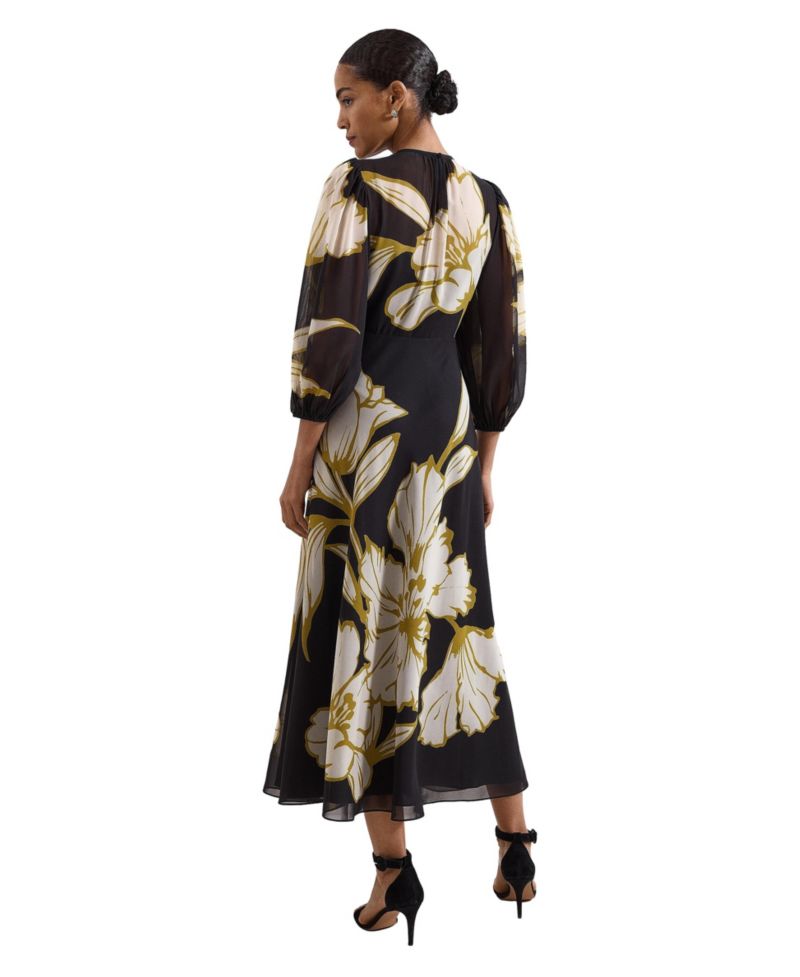 Women's Eve Floral A-Line 3/4 Sleeve Maxi Dress