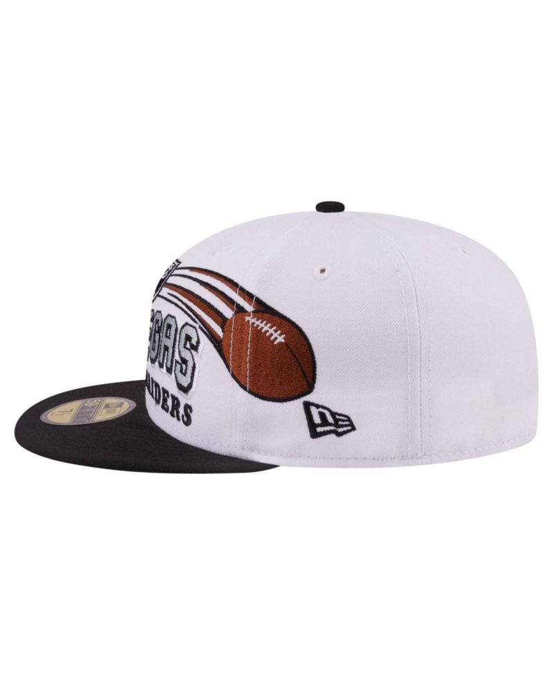 Men's White/Black Las Vegas Raiders Retro Swoop 59FIFTY Fitted Hat