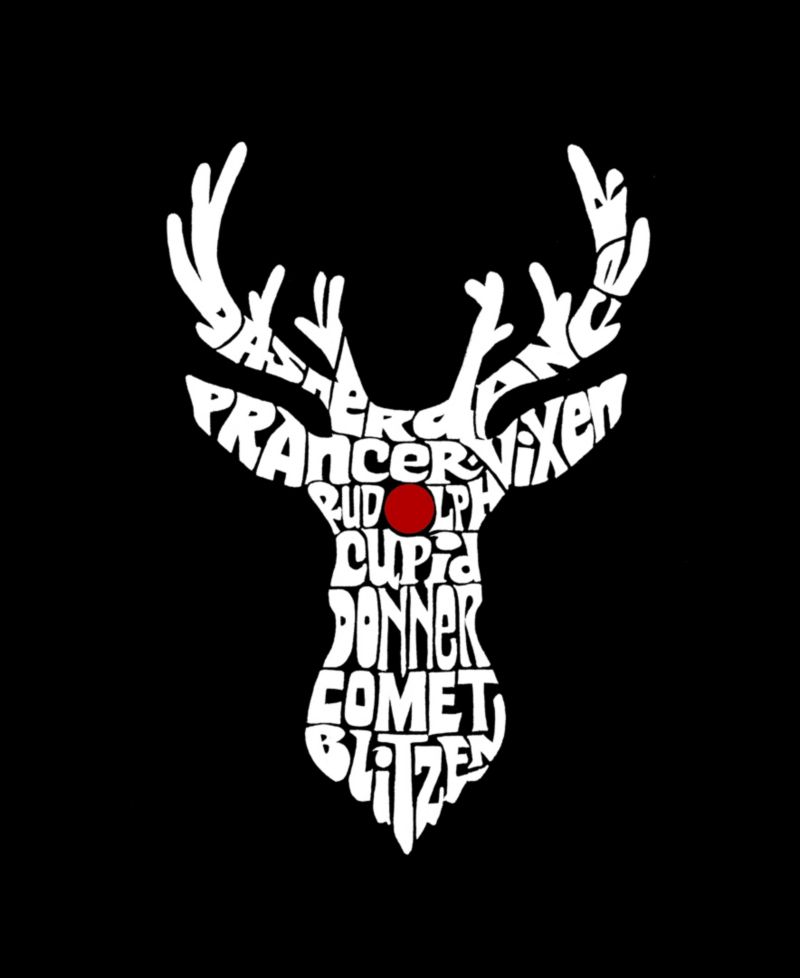 Men's Reindeer Christmas Word Art Graphic Tank Top