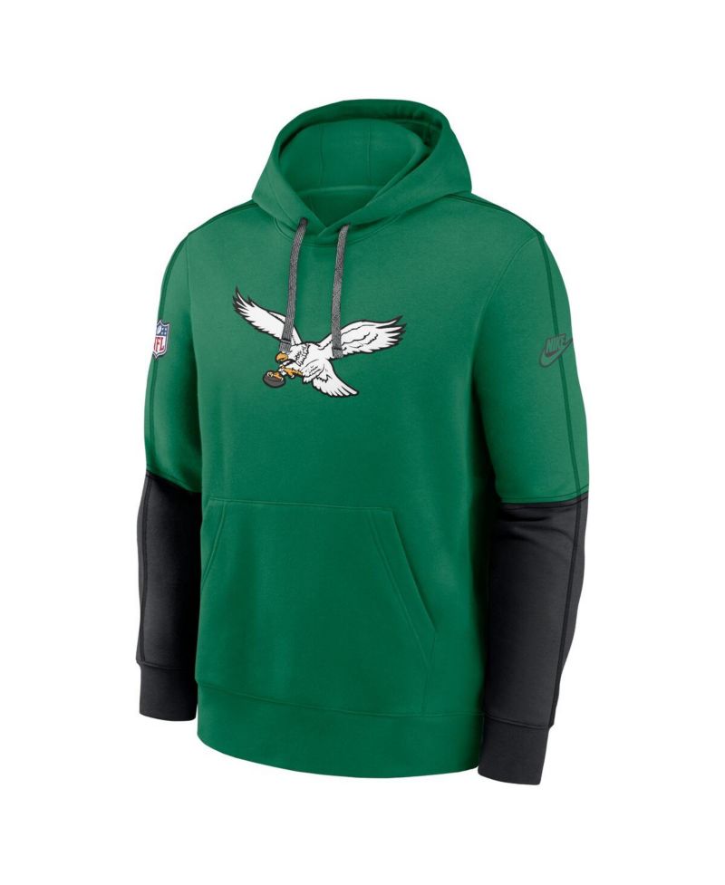 Men's Kelly Green Philadelphia Eagles Throwback Logo Club Tri-Blend Pullover Hoodie