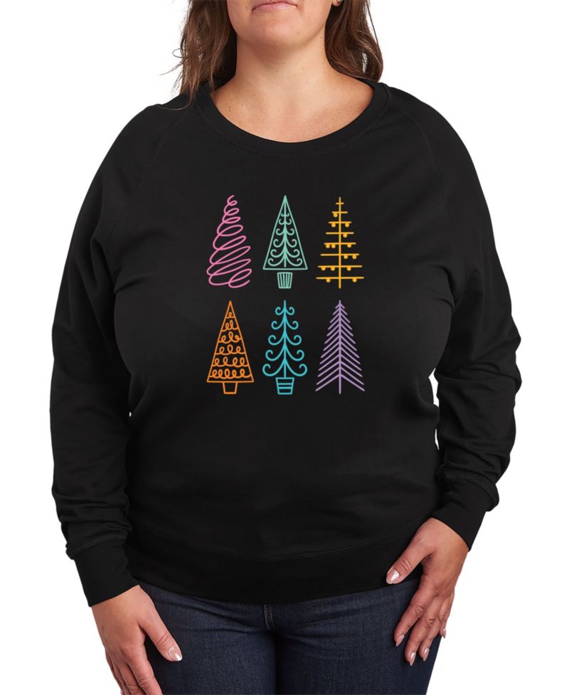 Plus Size Trendy Christmas Trees Graphic Pullover Top
