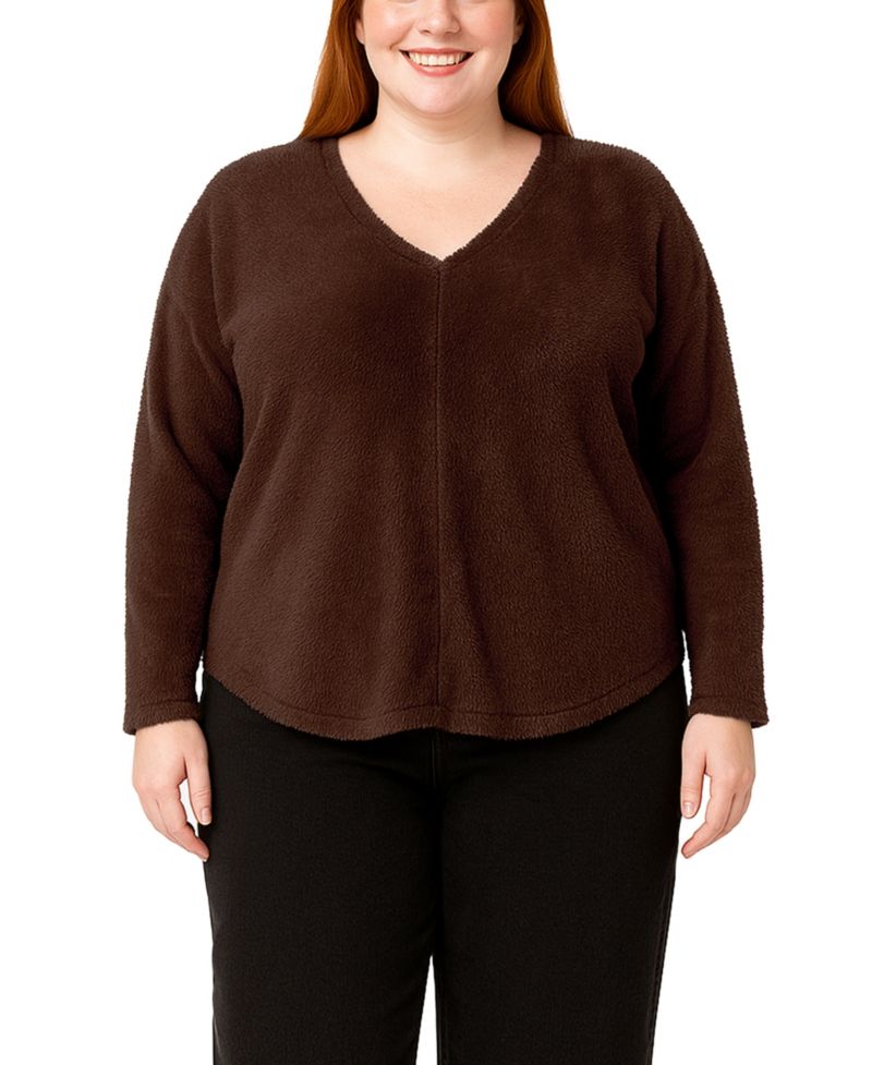 Plus Size Cozy Rib V Neck Top