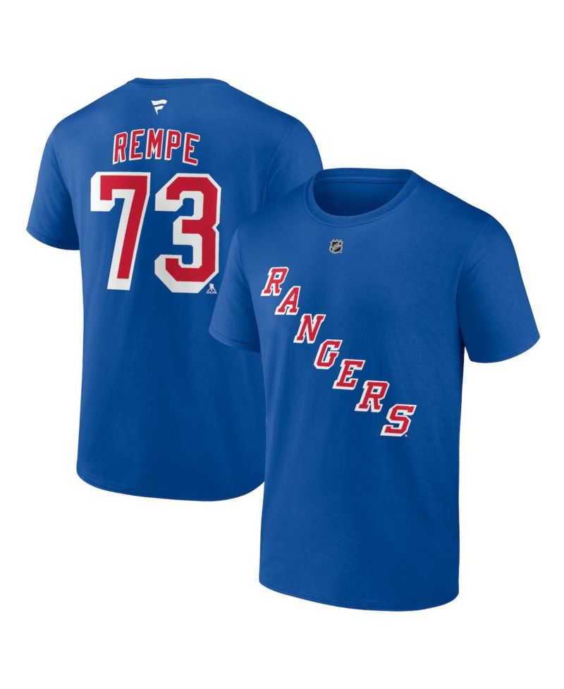 Men's Matt Rempe Blue New York Rangers Authentic Stack Name & Number T-Shirt