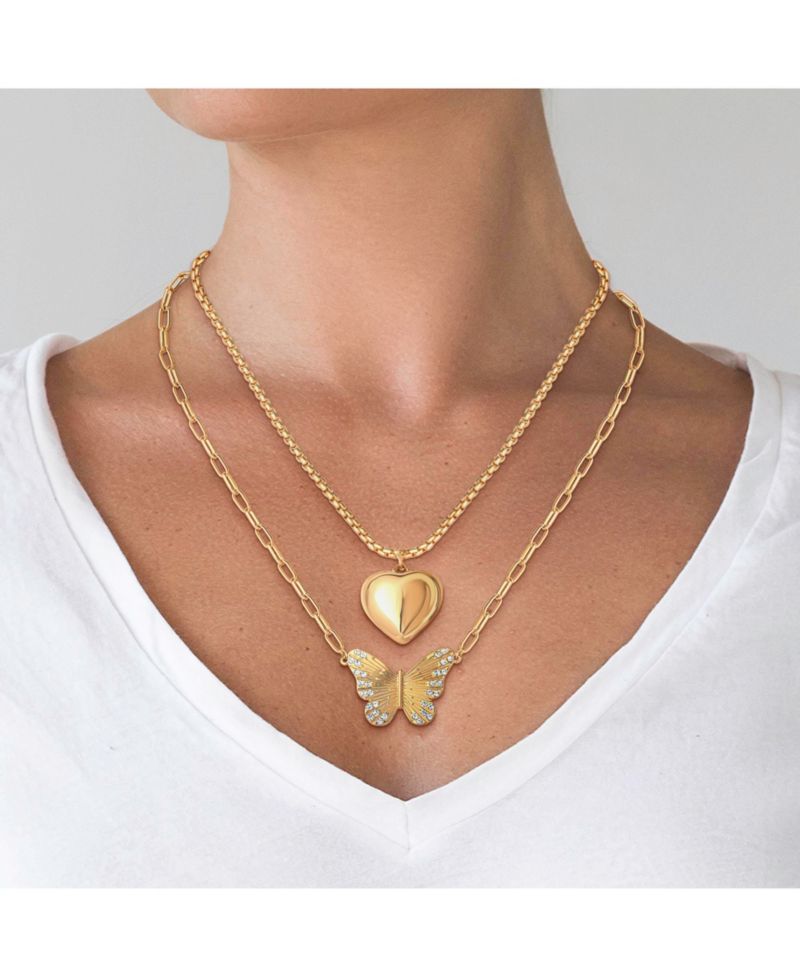 Butterfly and Heart Layered Necklace