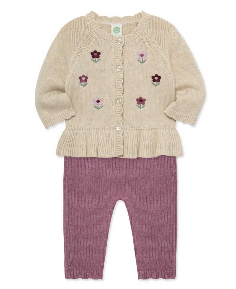 Baby Girls' Flower Sweater and Pants, 2-Piece Set