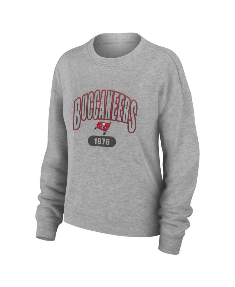 Women's Heather Gray Tampa Bay Buccaneers Knit Long Sleeve Tri-Blend T-Shirt & Pants Sleep Set
