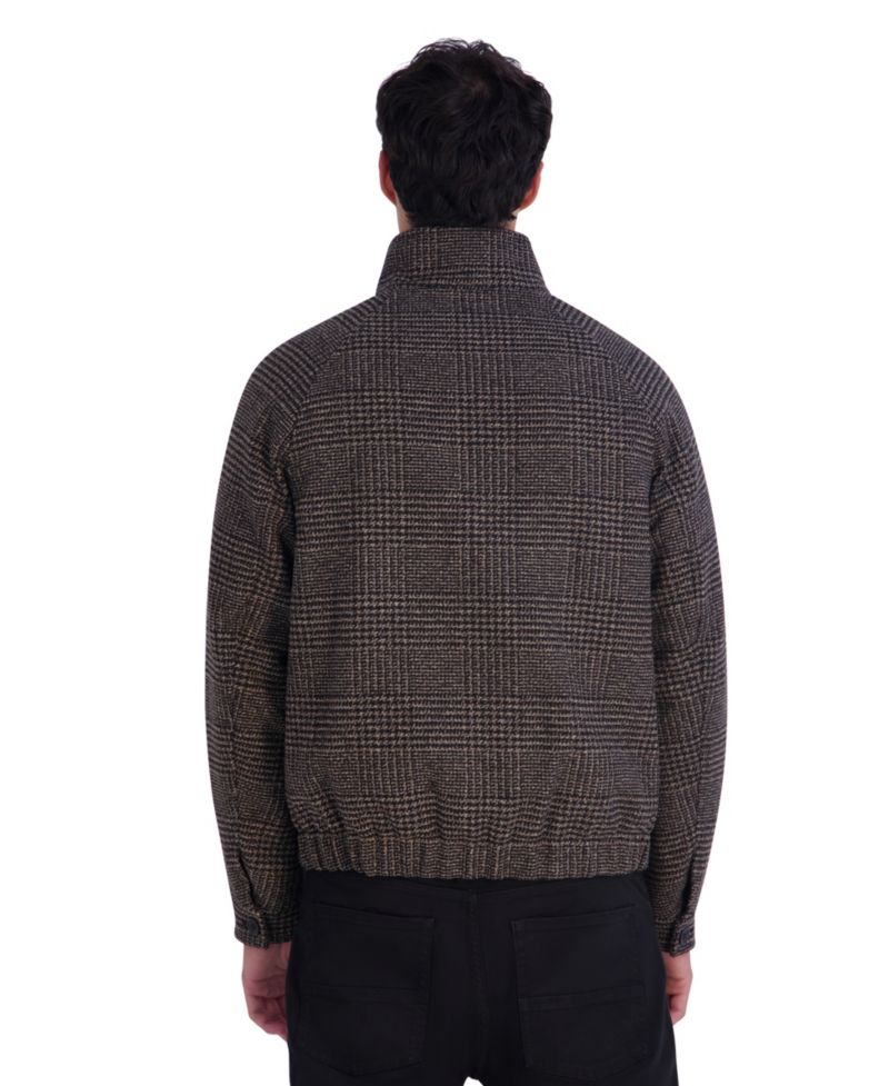 Men's Houndstooth Wool-Blend Bomber Modern-Fit Jacket