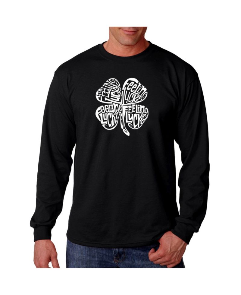 Men's Word Art Long Sleeve T-Shirt - Feeling Lucky