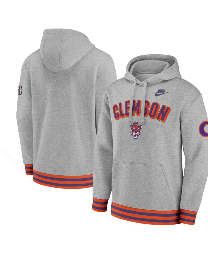 Men's Heather Gray Clemson Tigers Legacy Retro Pullover Hoodie