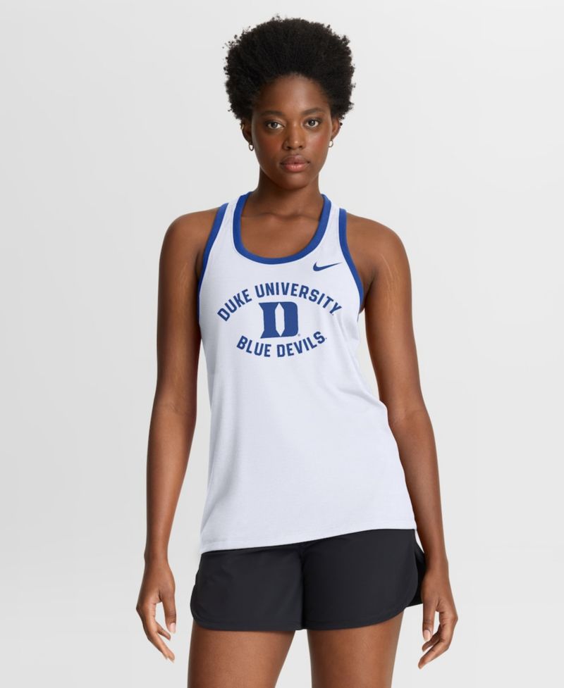 Women's White Duke Blue Devils Uni Name Tri-Blend Dri-FIT Tank Top