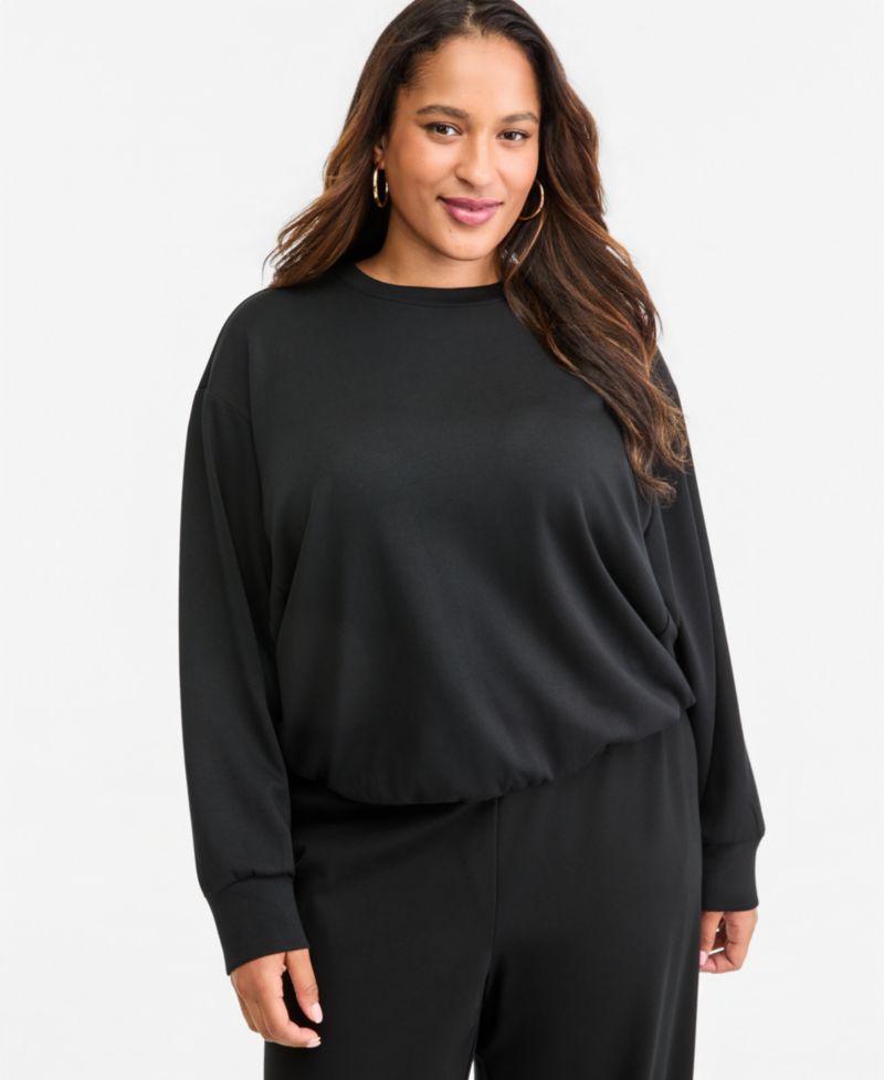 Plus Size Long-Sleeve Crew Neck Sweatshirt
