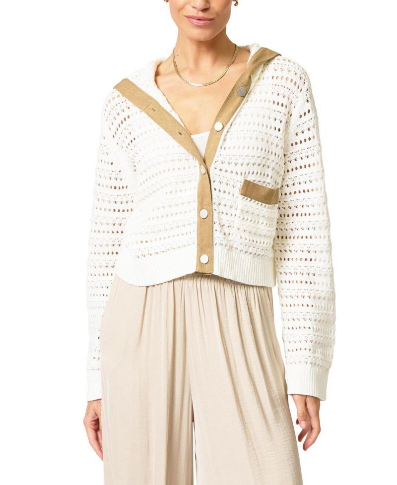 Women's Avery Mixed Media Hooded Cardigan