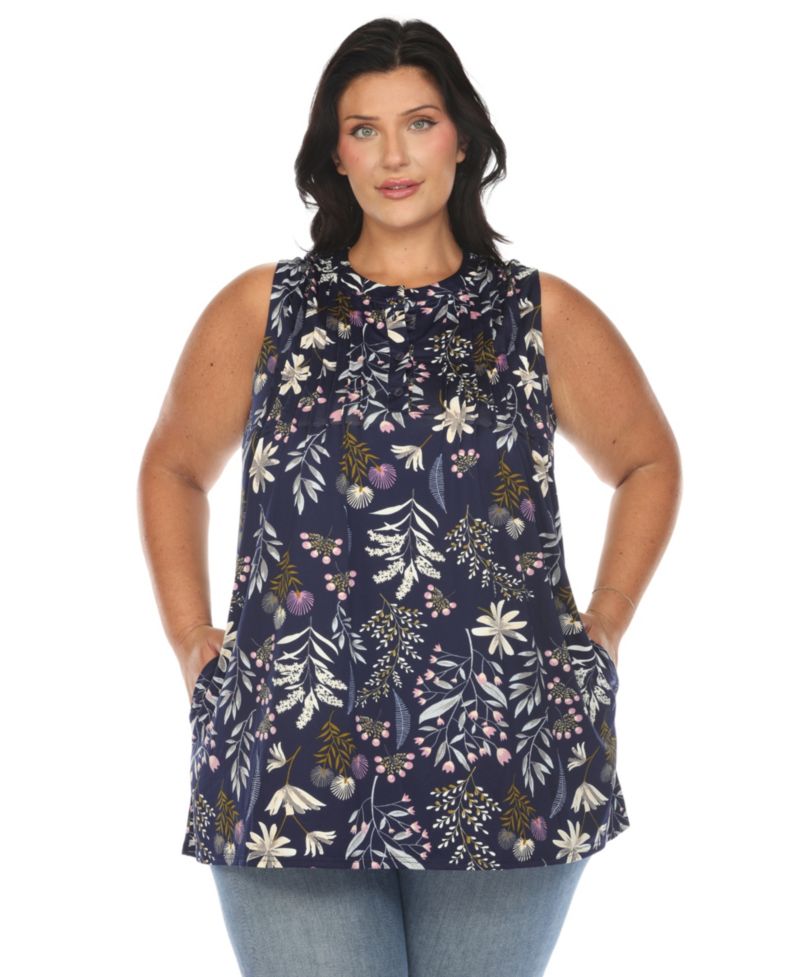Plus Size Floral Sleeveless Tunic Top