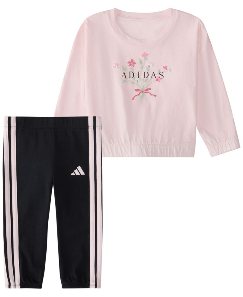 Baby Girls' Long-Sleeve Top and Pants, 2-Piece Set