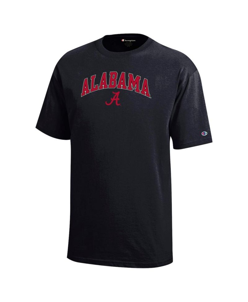 Big Boys and Girls Black Alabama Crimson Tide Arch Over Logo T-Shirt