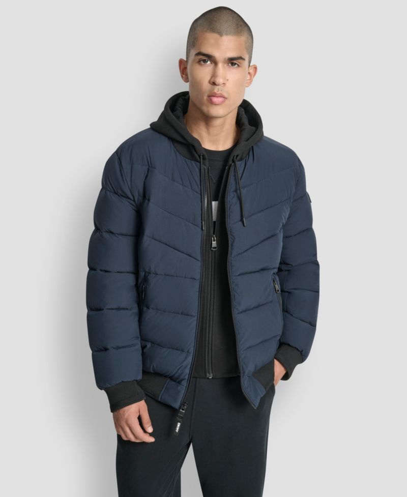 Men's Hooded Quilted Puffer Bomber Jacket