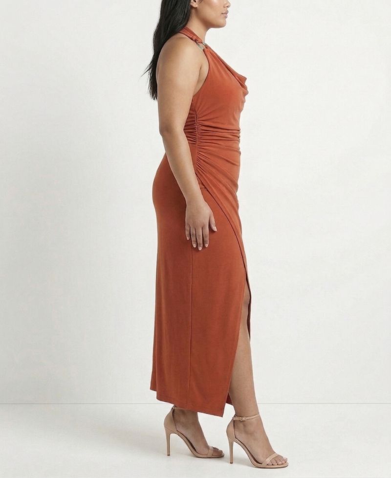 Plus Size Flutter Capelet Cowl Neck Dress
