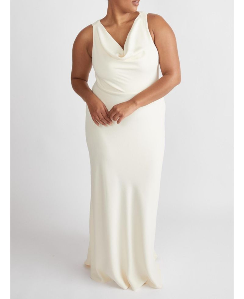 Women's Cowl Front Crepe Bridesmaid Dress