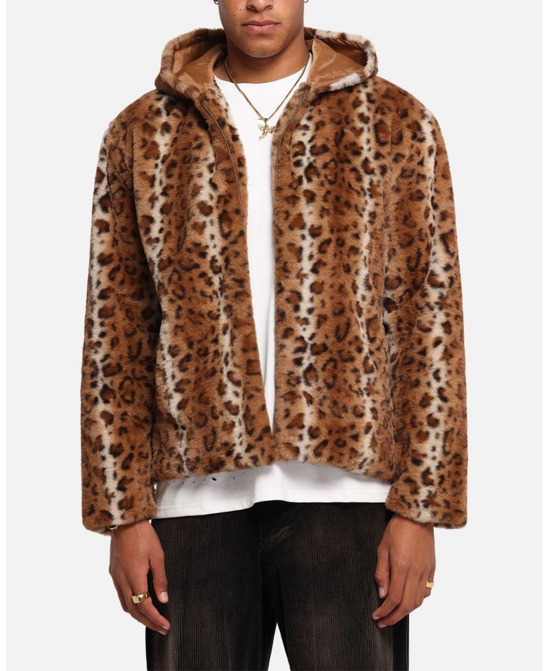 Men's Leopard Faux Fur Jacket