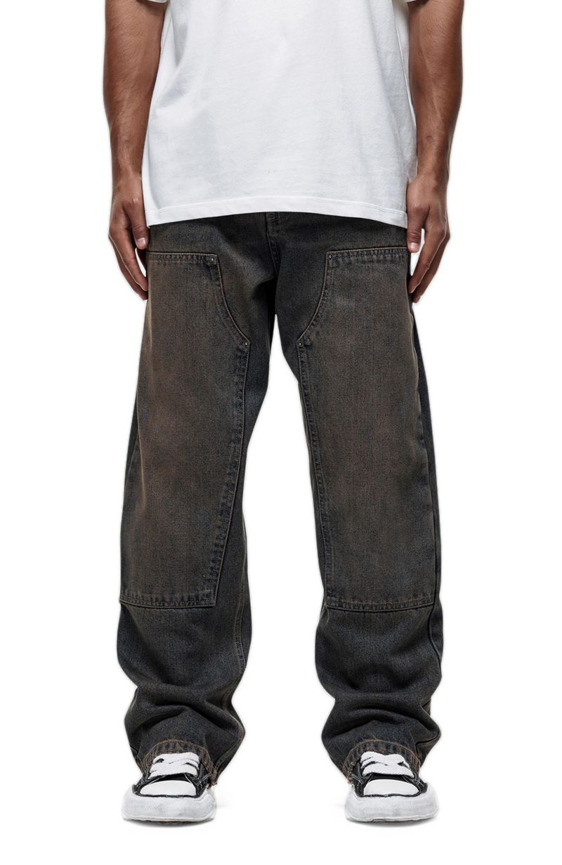 Men's Traipes Blue Washed Baggy Denim Jeans