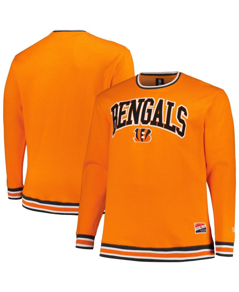 Men's Orange Cincinnati Bengals Big & Tall Pullover Sweatshirt