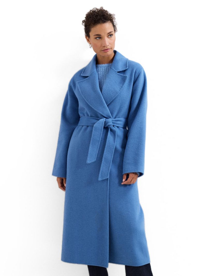 Women's Long Sleeve Belted Wrap Midi Coat