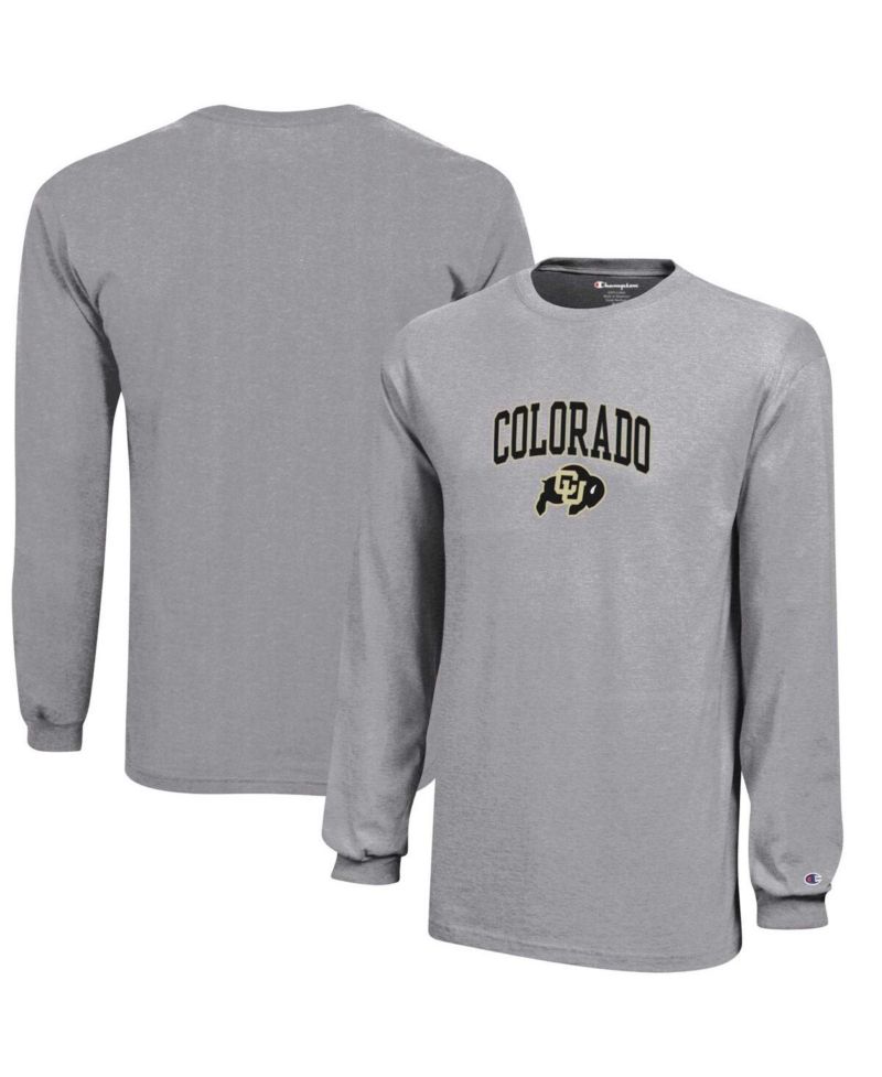 Big Boys Gray Colorado Buffaloes Arch Over Logo Long Sleeve Jersey T-shirt