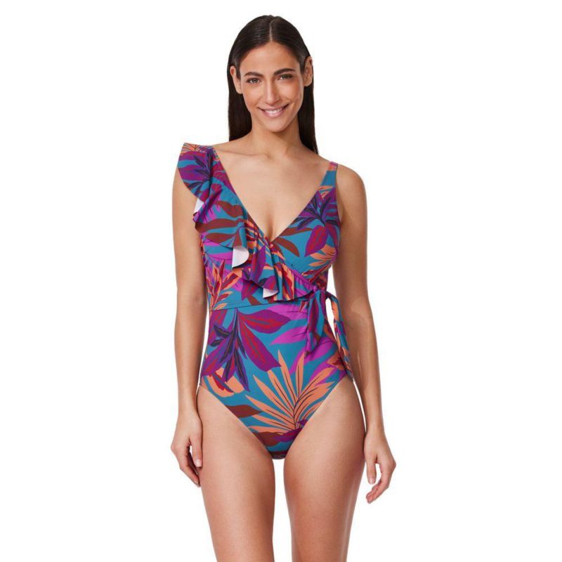 Women's Plantopia V-Neck Surplice Ruffle One Piece