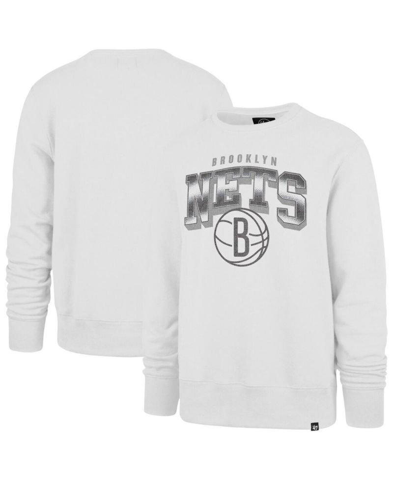 Men's White Brooklyn Nets Spotlight Headline Pullover Sweatshirt