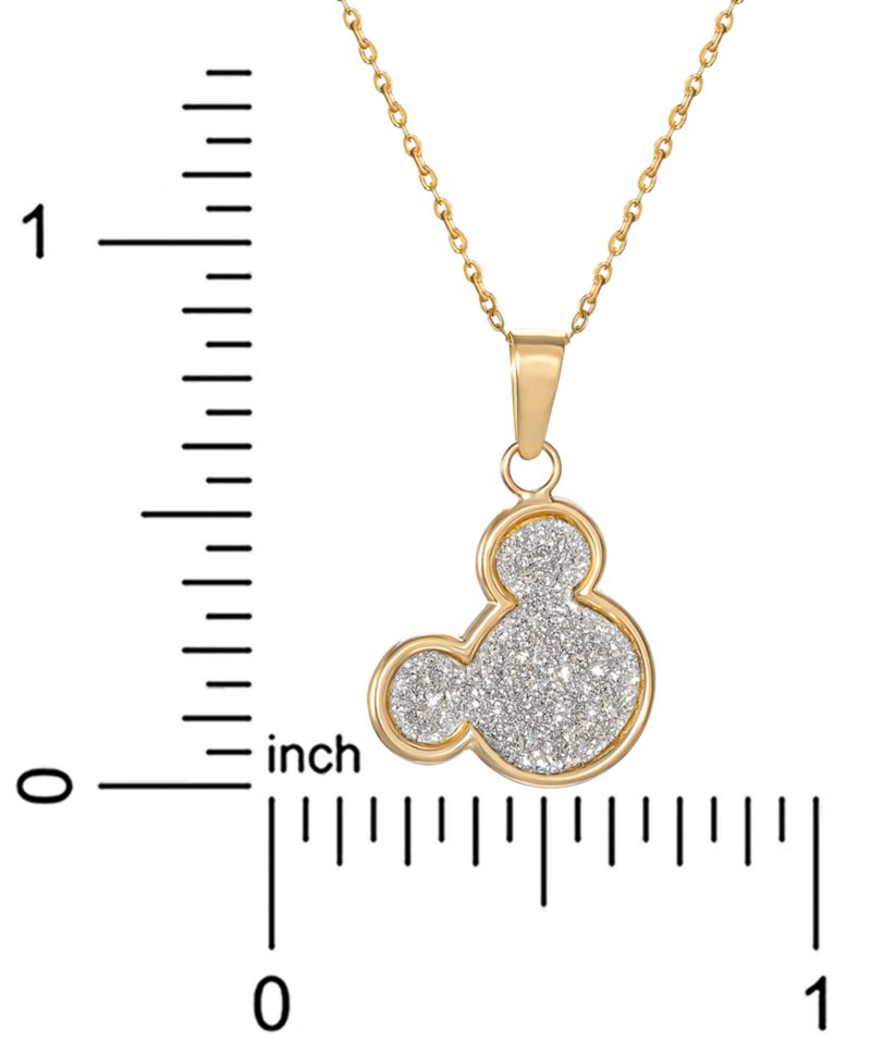 Mickey Mouse Glitter 15" Pendant Necklace in 10k Yellow Gold