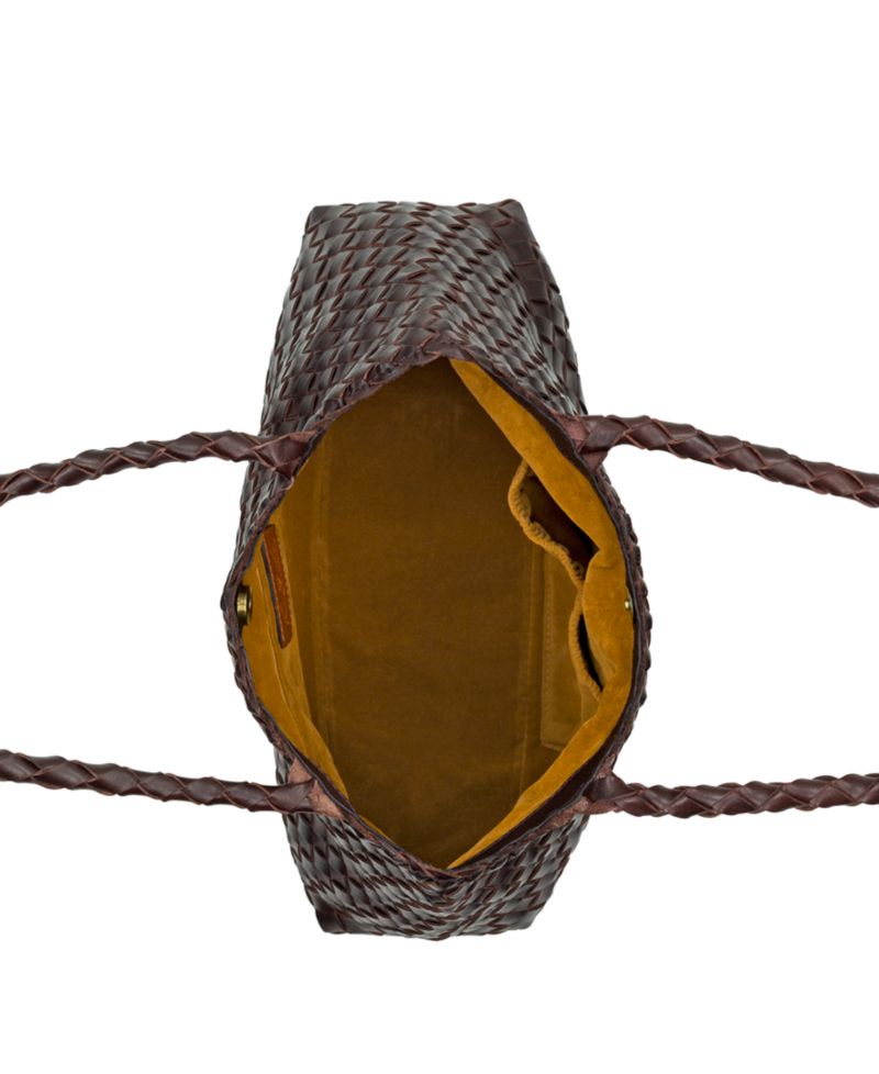 Cheri Large Woven Leather Satchel Handbag
