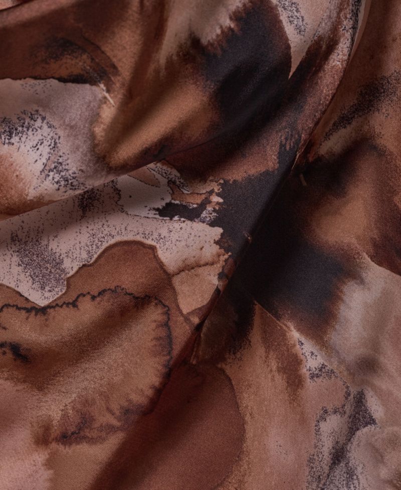 Women's Long-Sleeve Satin Cowl-Neck Blouse