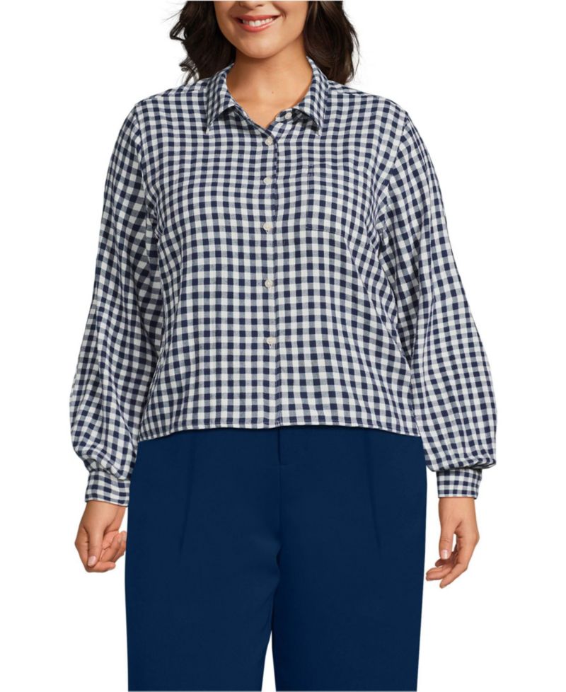 Plus Size Cropped Flannel Shirt