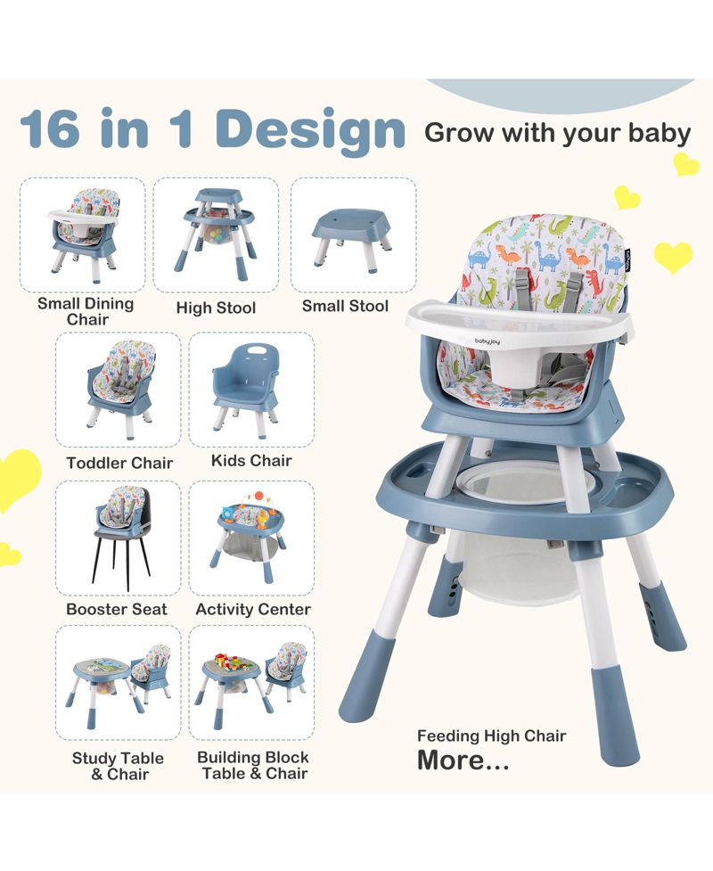 16-in-1 Baby High Chair w/ Activity Center Booster Seat Building Block Table