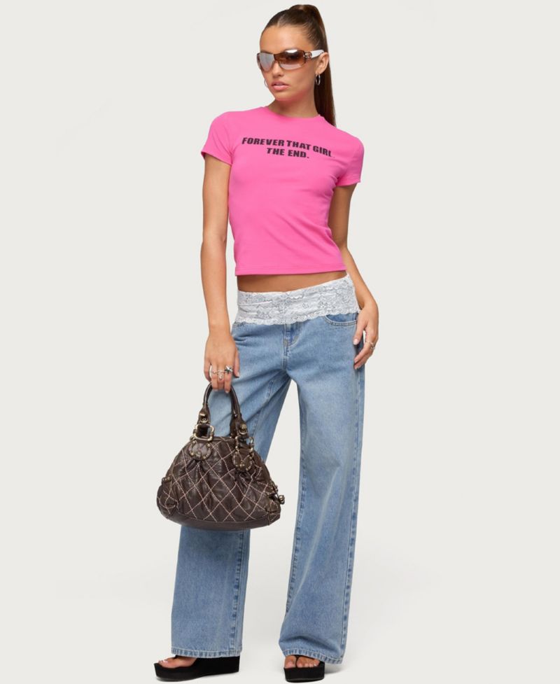 Women's Lacey Foldover Low Rise Baggy Jeans