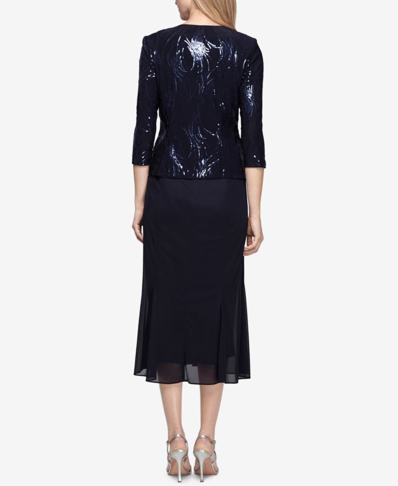 Petite Sequined Midi Dress and Jacket