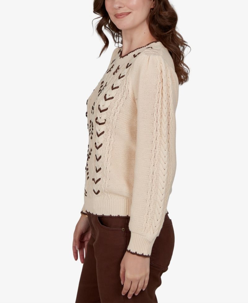Plus Size Cable-Knit Crewneck Sweater