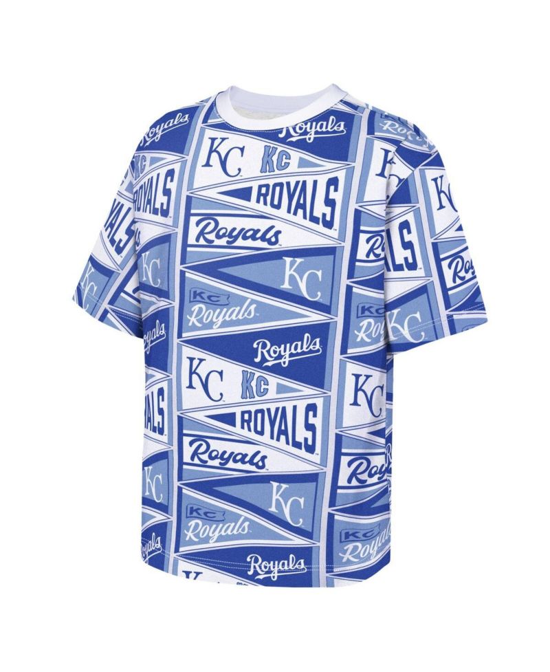 Big Boys and Girls Blue Kansas City Royals All-Over Pennant T-Shirt