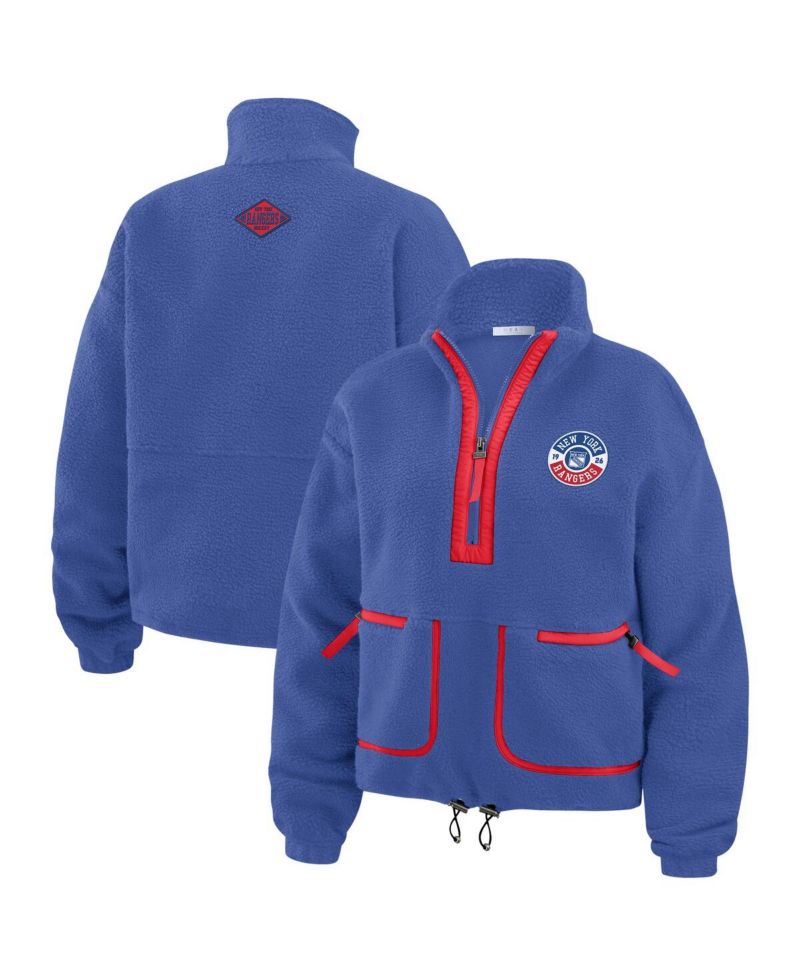 Women's Blue New York Rangers Polar Fleece Half-Zip Jacket