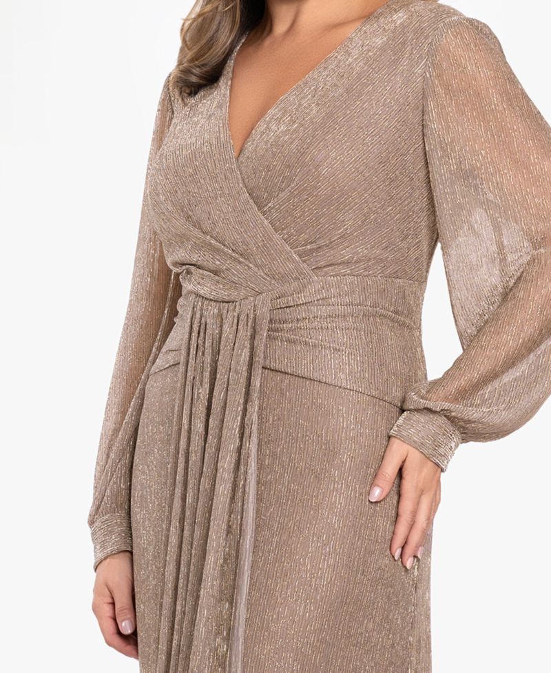 Women's Crinkled V-Neck Ball Gown