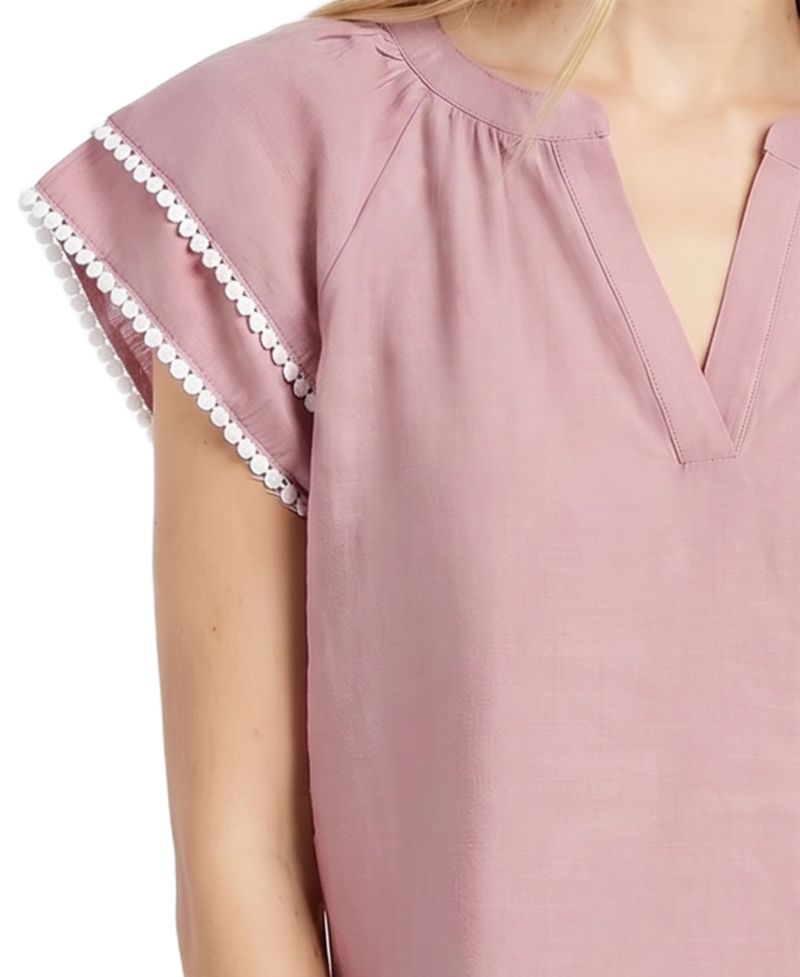 Petite Double-Layer V-Neck Raglan Blouse