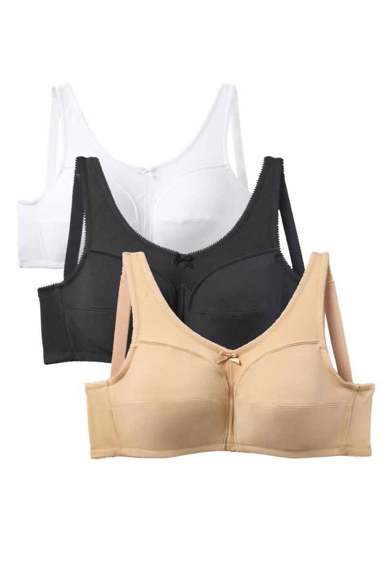 Women's 3-Pack Wireless Light Support Cotton Bra