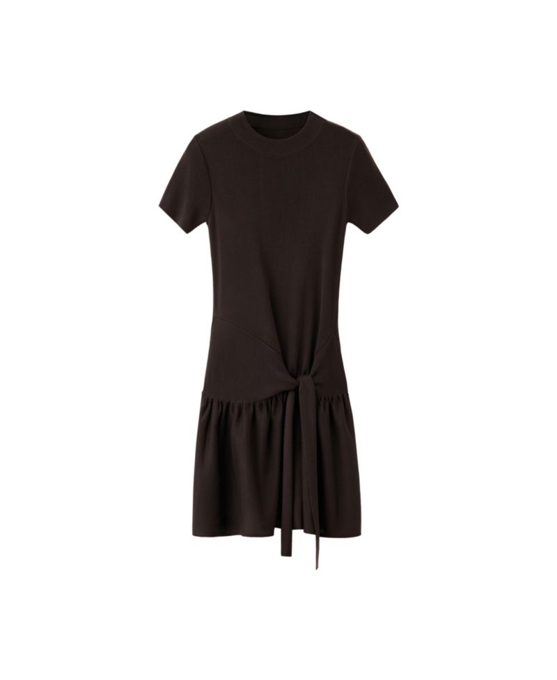 Women's Short-Sleeve A-Line Lace-Up Dress