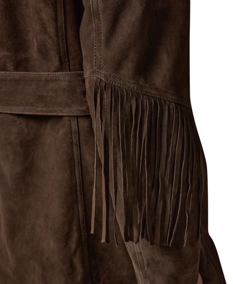 Women's Suede Trench with Fringe Coat